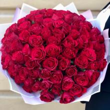 Букет из 101 красной розы премиум 45 см, Кения