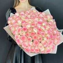 Букет из 101 нежно розовой розы Кения 45 см Кения.